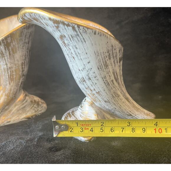 Set 2 Vintage MCM Haeger Tweed Calla Lily Candle Holder Vase 22K Gold Trim Pair - Picture 15 of 16